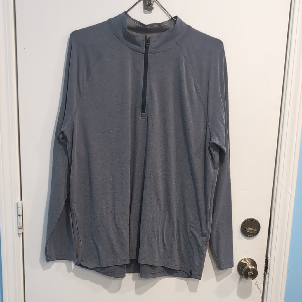 Free Fly Men's Bamboo Flex Quarter Zip Pullover Heathered Blue 2XL